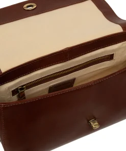 Odessa' Conker Brown Leather Cross Body Bag