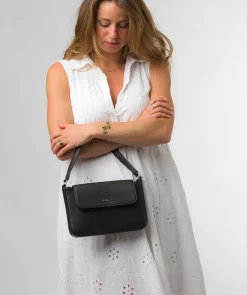 Olivia' Black Nappa Leather Evening Bag