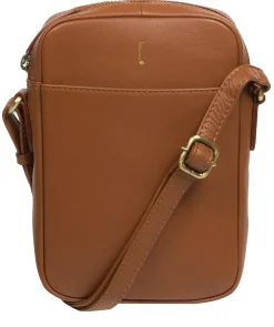 Olivia' Tan Leather Cross Body Bag