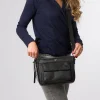 Orly' Black Leather Cross Body Bag
