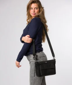 Orly' Black Leather Cross Body Bag