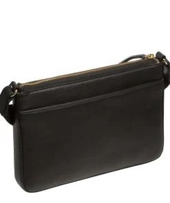 Raye' Black Nappa Leather Cross Body Bag