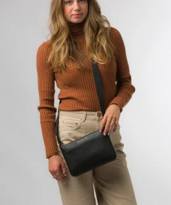 Raye' Black Nappa Leather Cross Body Bag