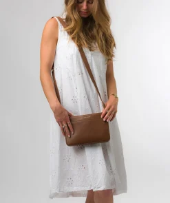 Raye' Chestnut Nappa Leather Cross Body Bag