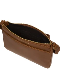 Raye' Chestnut Nappa Leather Cross Body Bag