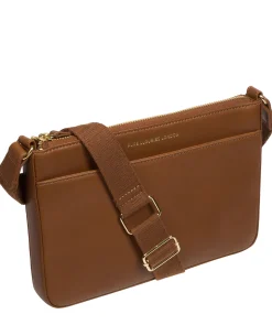 Raye' Chestnut Nappa Leather Cross Body Bag