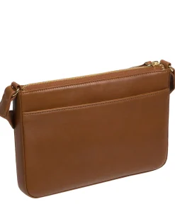 Raye' Chestnut Nappa Leather Cross Body Bag
