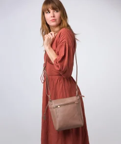 Rego' Natural Taupe Leather Cross Body Bag