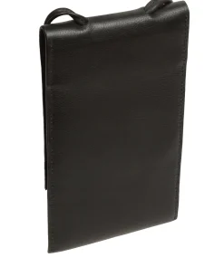Rina' Black Nappa Leather Cross Body Phone Bag