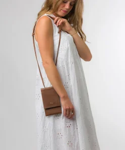 Rina' Chestnut Nappa Leather Cross Body Phone Bag