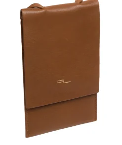 Rina' Chestnut Nappa Leather Cross Body Phone Bag