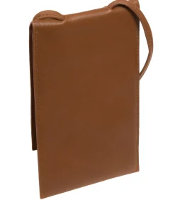 Rina' Chestnut Nappa Leather Cross Body Phone Bag