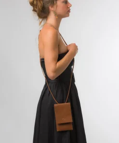 Rina' Oak Nappa Leather Cross Body Phone Bag
