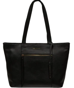 Roxby' Black Leather Tote Bag