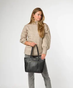 Roxby' Black Leather Tote Bag