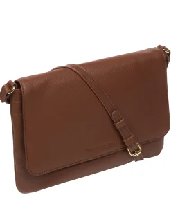 Ruby' Dark Tan Nappa Leather Cross Body Bag