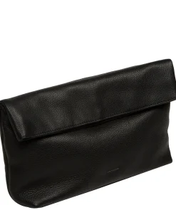 Sabella' Black Leather Clutch Bag