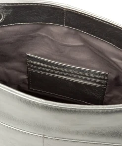 Sabella' Metallic Silver Leather Clutch Bag