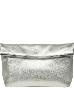 Sabella' Metallic Silver Leather Clutch Bag