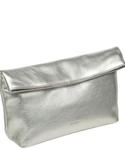 Sabella' Metallic Silver Leather Clutch Bag