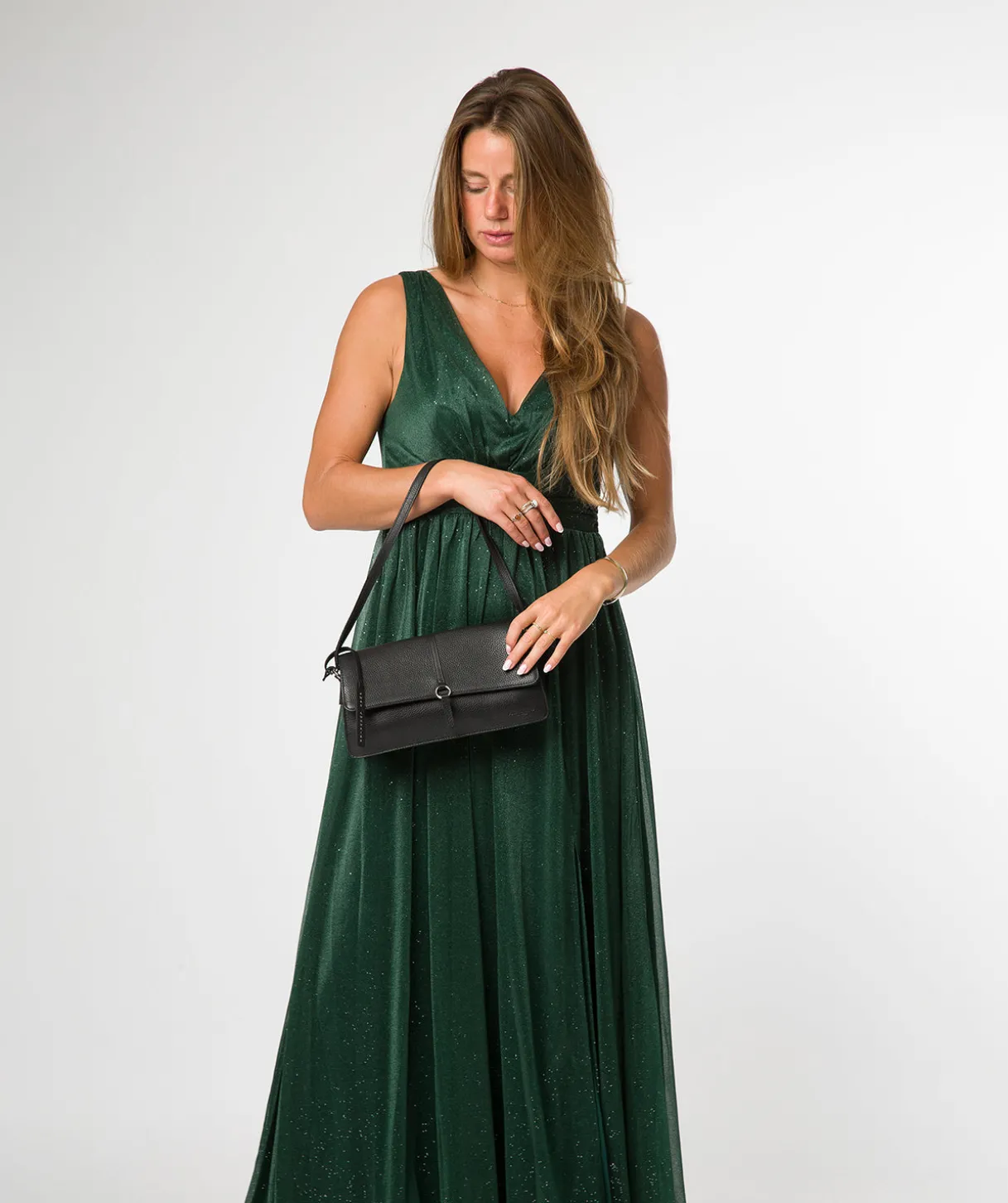 Sabina' Black Leather Grab Bag