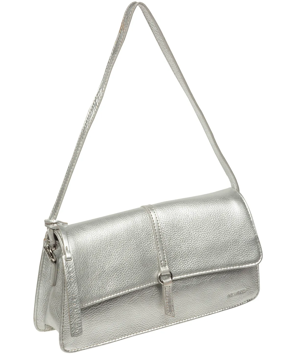 Sabina' Metallic Silver Leather Grab Bag