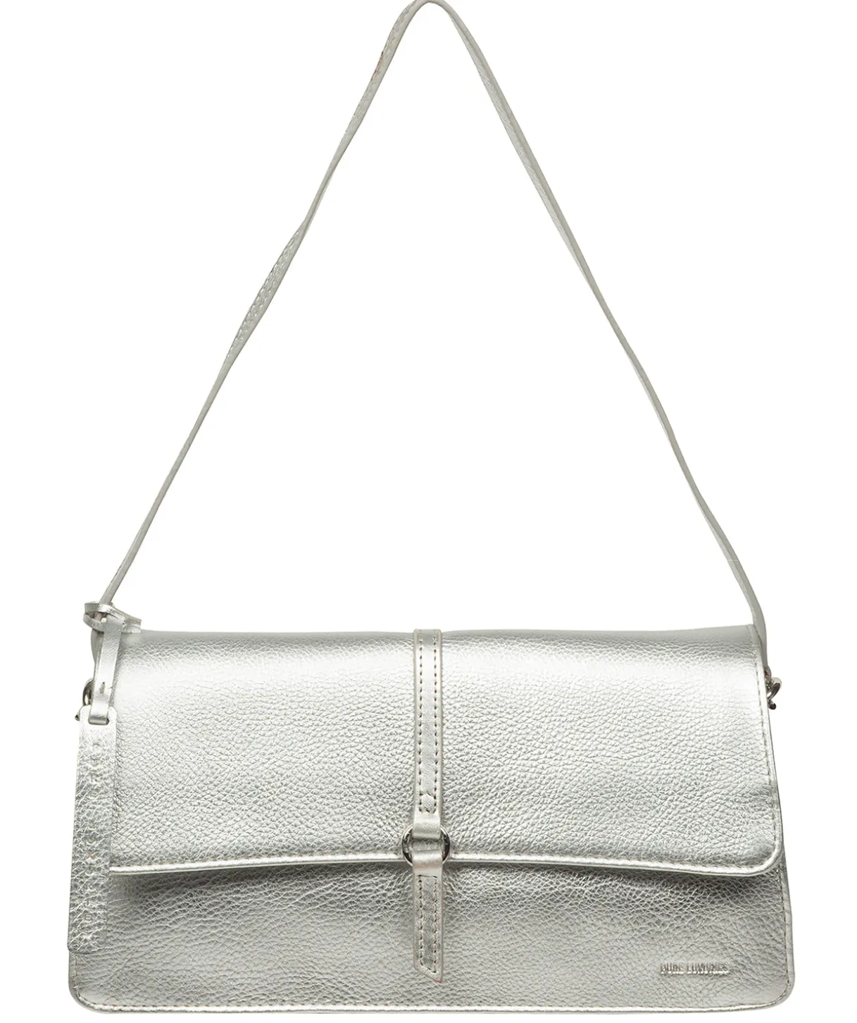 Sabina' Metallic Silver Leather Grab Bag