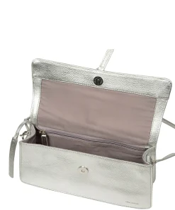 Sabina' Metallic Silver Leather Grab Bag