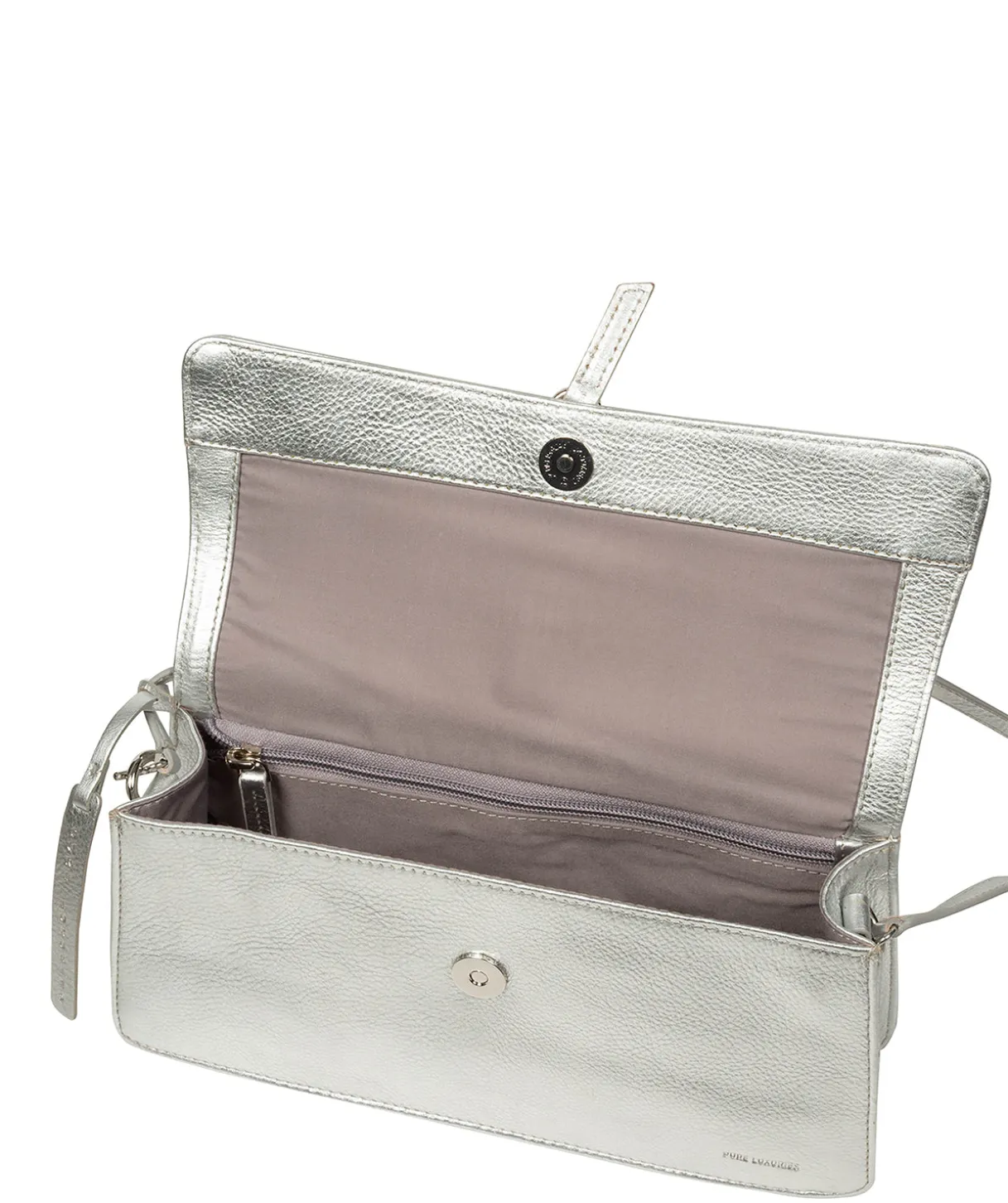 Sabina' Metallic Silver Leather Grab Bag