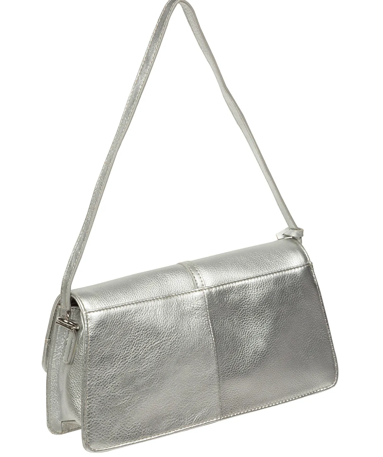 Sabina' Metallic Silver Leather Grab Bag
