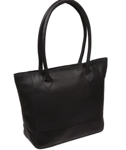 Sabine' Black Leather Tote Bag