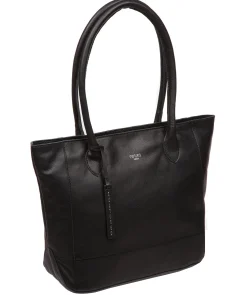 Sabine' Black Leather Tote Bag