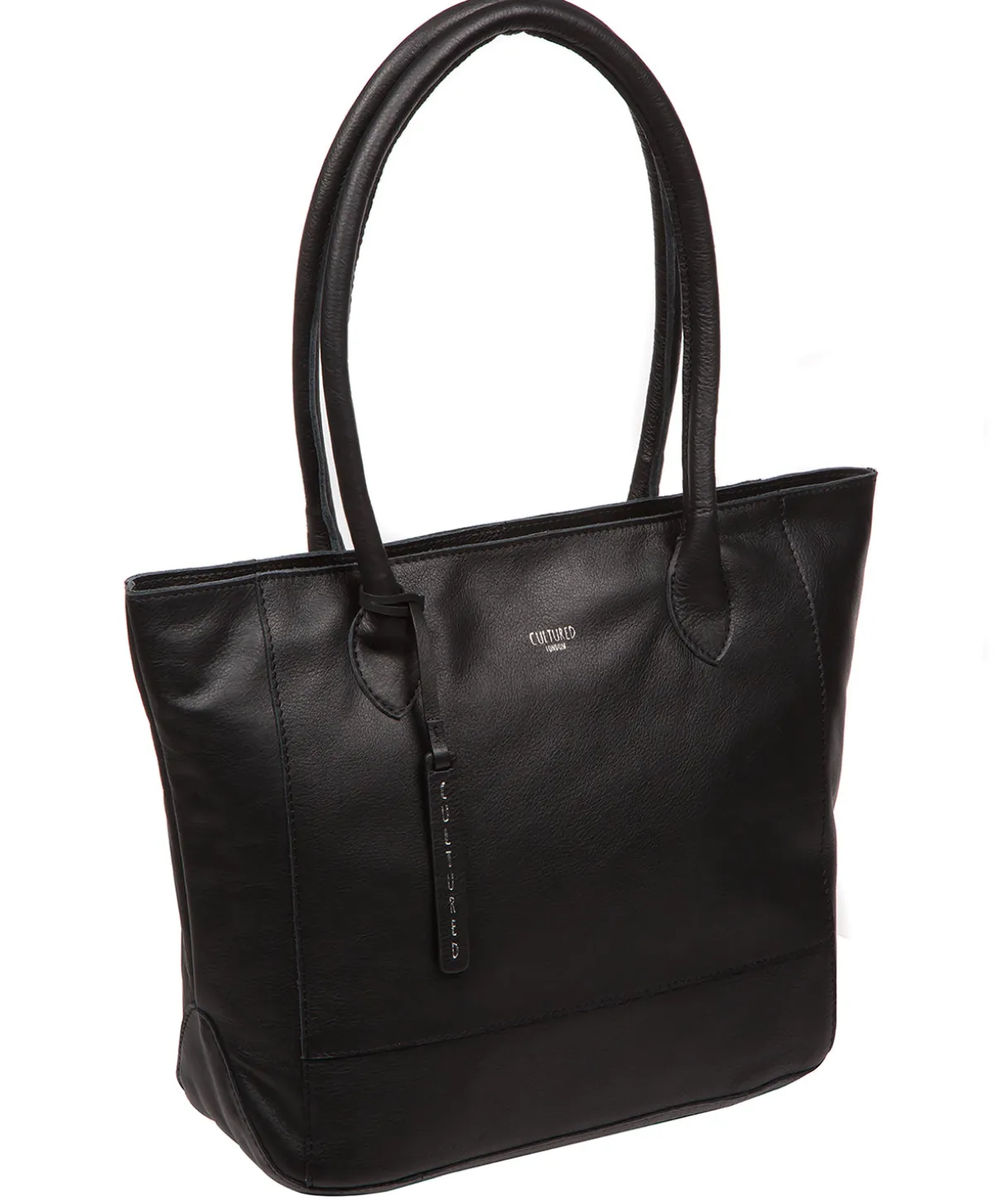 Sabine' Black Leather Tote Bag