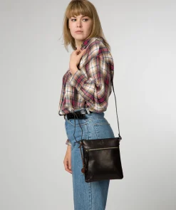 Sable' Black Leather Cross Body Bag