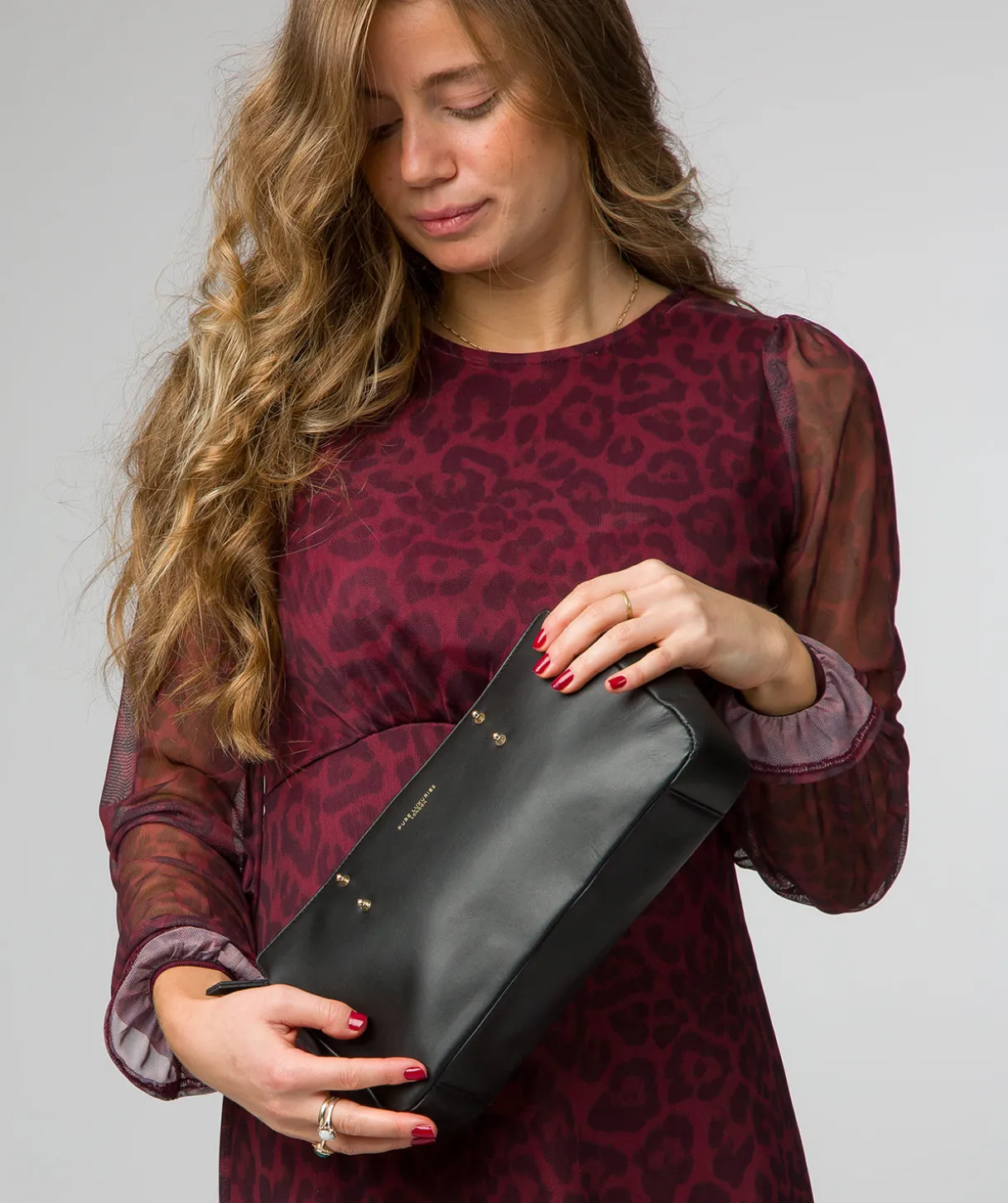 Samantha' Black Leather Evening & Clutch Bag