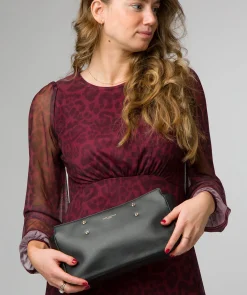 Samantha' Black Leather Evening & Clutch Bag