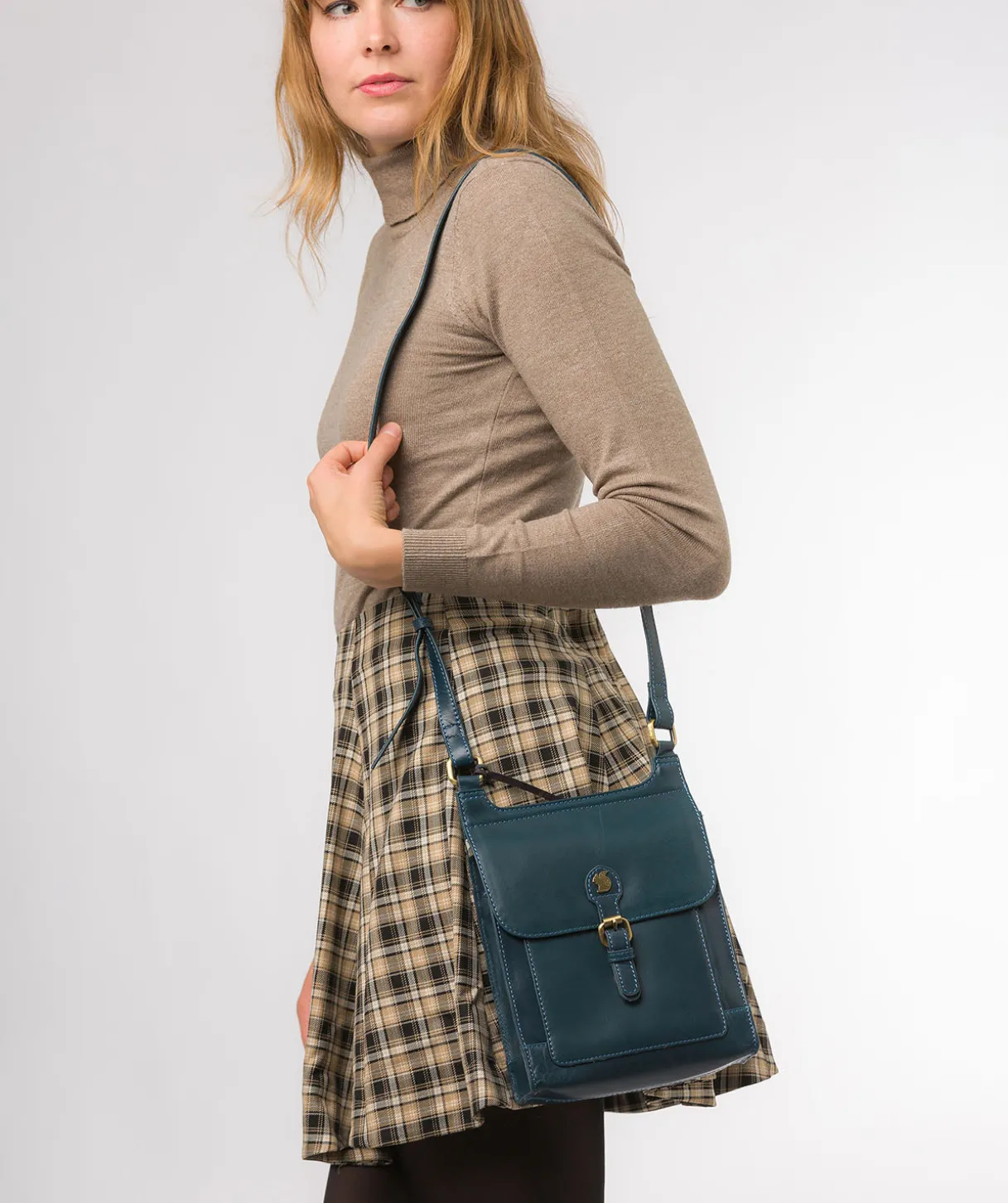 Sasha' Snorkel Blue Leather Cross Body Bag