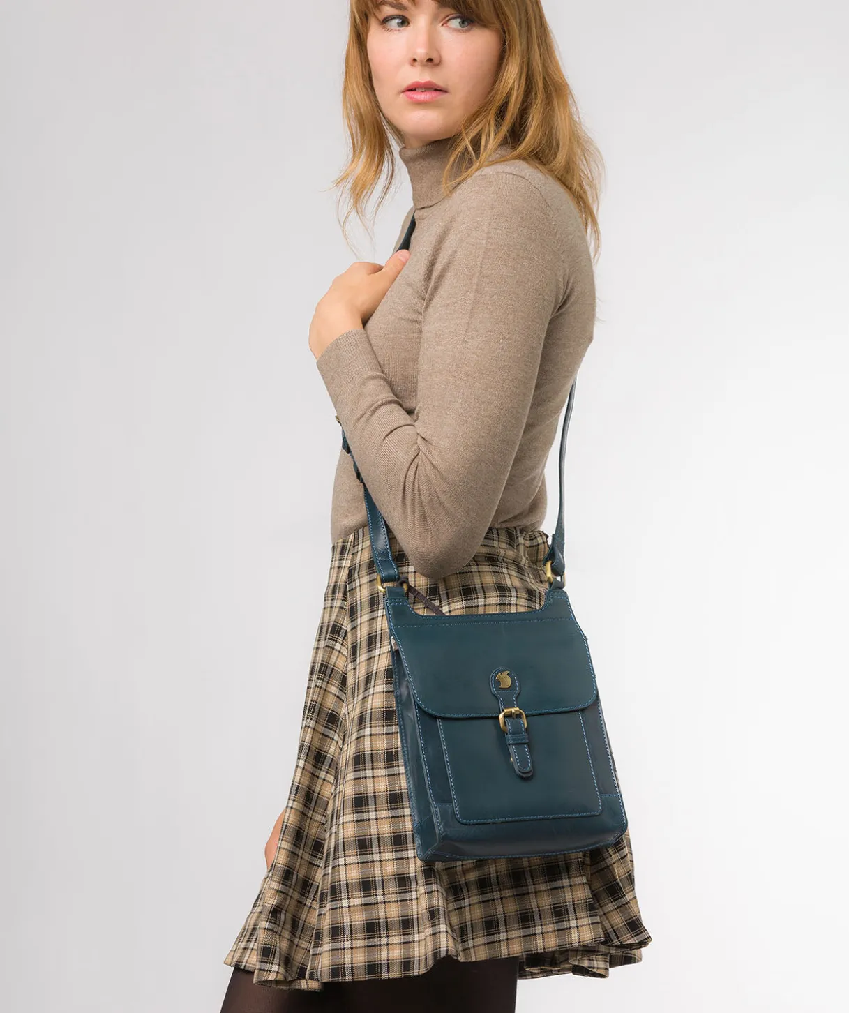 Sasha' Snorkel Blue Leather Cross Body Bag