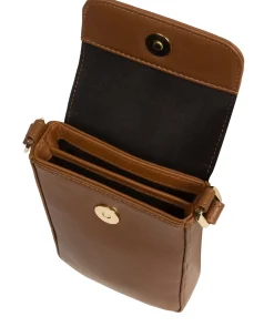 Selena' Chestnut Nappa Leather Cross Body Phone Bag