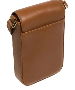 Selena' Chestnut Nappa Leather Cross Body Phone Bag