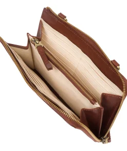 Senga' Conker Brown Leather Cross Body Clutch Bag