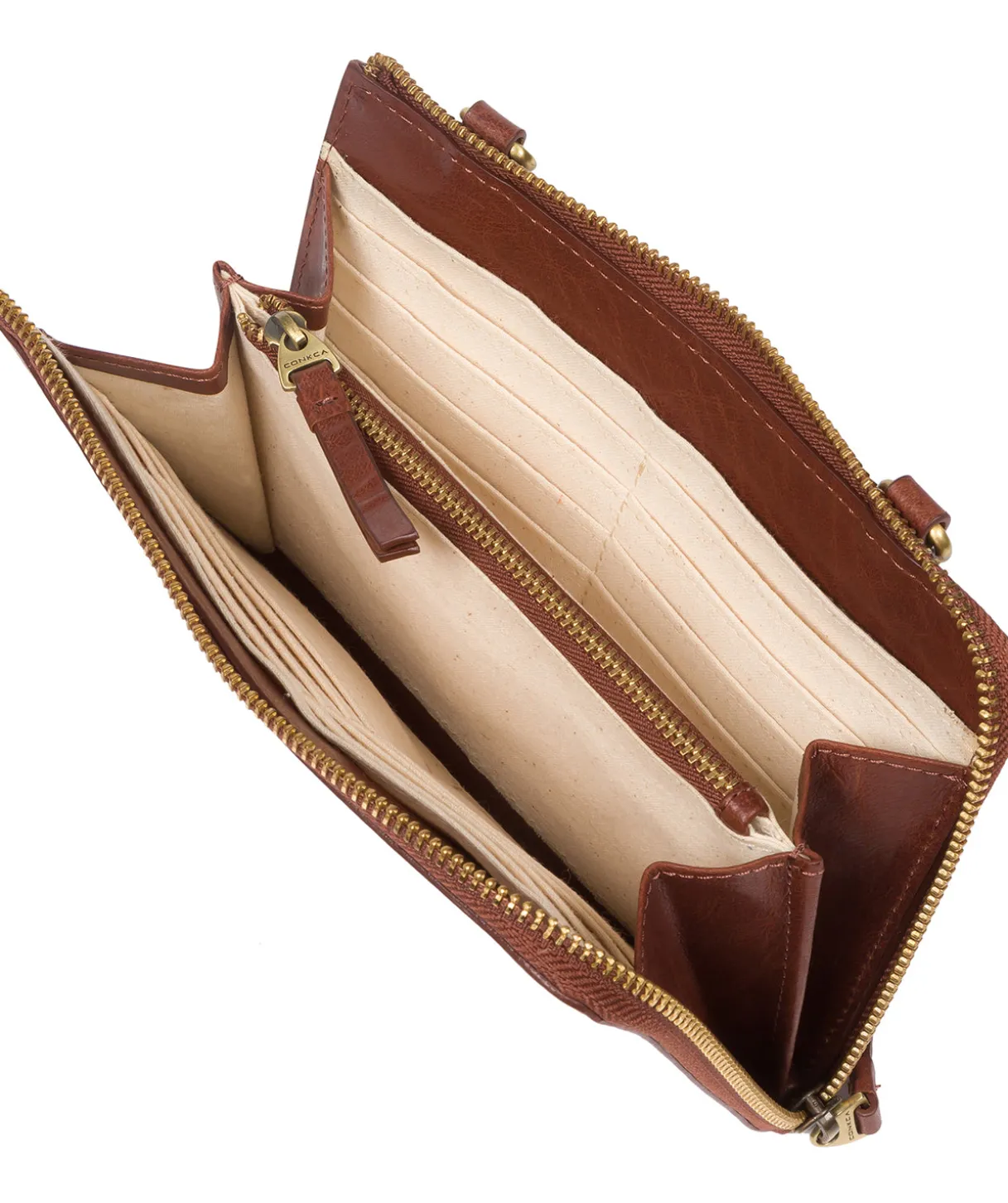 Senga' Conker Brown Leather Cross Body Clutch Bag