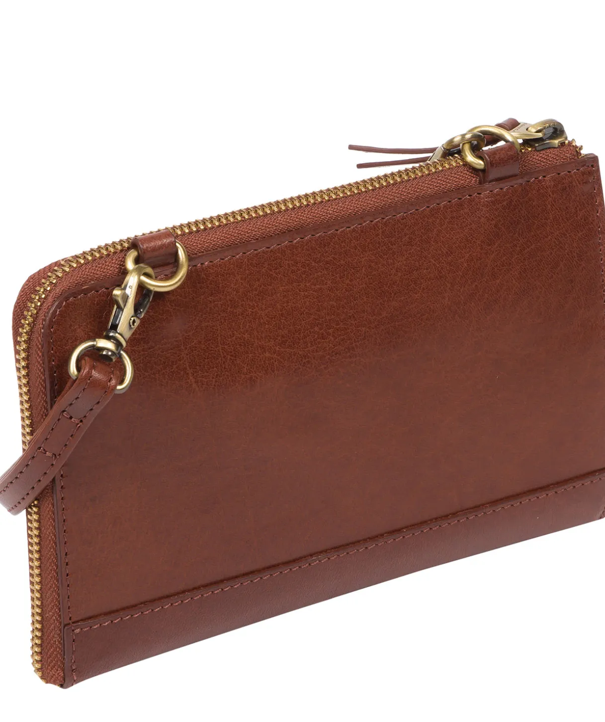 Senga' Conker Brown Leather Cross Body Clutch Bag