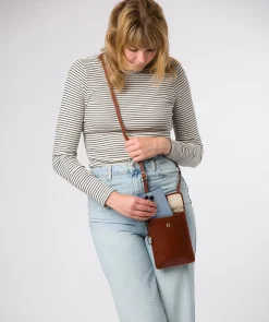 Seraphina' Conker Brown Leather Cross Body Phone Bag