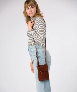 Seraphina' Conker Brown Leather Cross Body Phone Bag