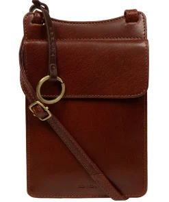 Seraphina' Conker Brown Leather Cross Body Phone Bag