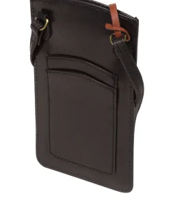 Siren' Black Leather Cross Body Phone Bag