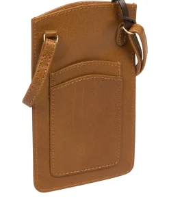 Siren' Dark Tan Leather Cross Body Phone Bag