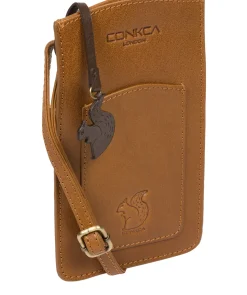Siren' Dark Tan Leather Cross Body Phone Bag