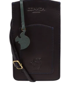 Siren' Navy Leather Cross Body Phone Bag